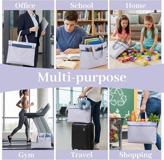 Yolev Large Zipper Pouch with Handle Purple Art Organizer Bag 12.99 x 9.44 Inch Needlepoint Bag Reusable Double Pocket Document Bag for School Travel Office Cross Stitch Arts Embroidery Supplies