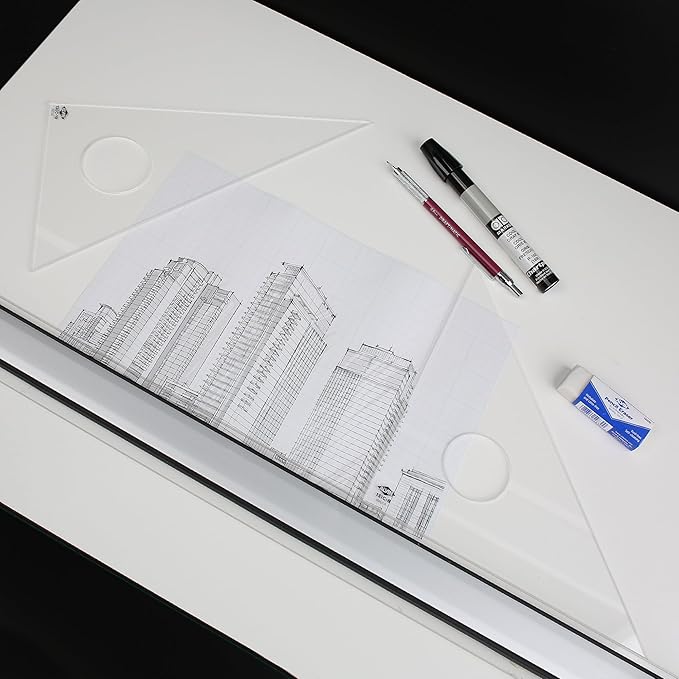 ALVIN Clear Professional Acrylic Drafting Triangle 30/60 Degrees 14" Model 130C-14 Multipurpose Tool for Drafting, Design, and Architecture, Great for Machining and Woodworking - 14 inches