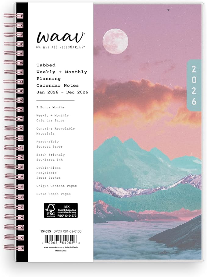 Blue Sky WAAV Planning Calendar Notes, Gloria, Weekly/Monthly Layout, Safety Wirebound (Laura- 2026, 5.875" x 8.625")