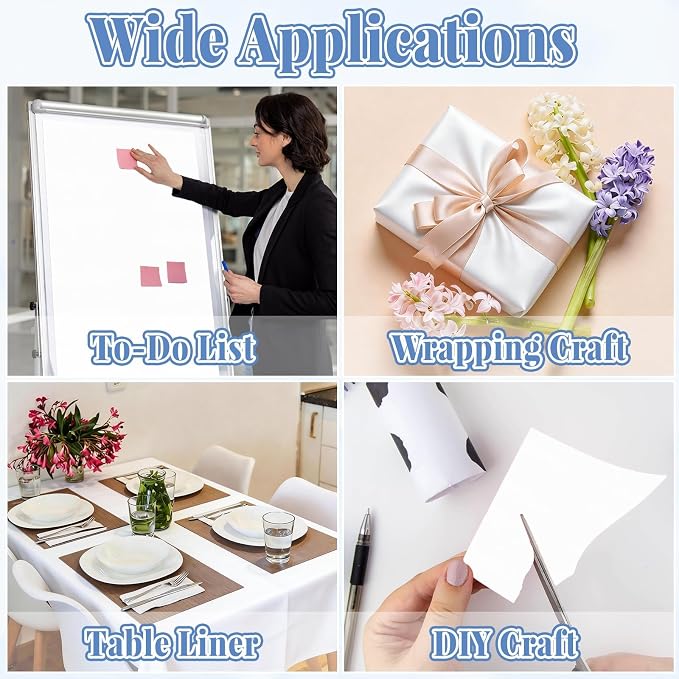 White Bulletin Board Roll Reusable Waterproof Erasable White Non-Woven Fabric Bulletin Board Roll Wrinkle Resistant Background Poster for Home School Classroom Decor Wrapping DIY Crafts 15.7" x 20ft