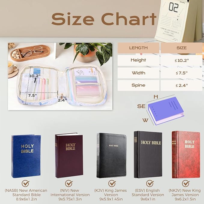XKDOUS Bible Cover for Women Church Book Holder Quilted Carrying Case with Handle, Tabs, Study Supplies Portable Bible Bag Journaling Kit Christian Gifts for Mom Lady