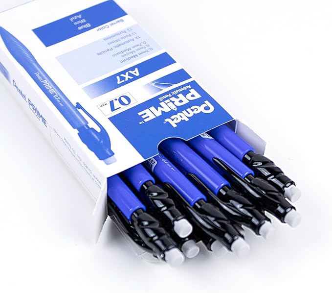 Pentel Prime Mechanical Pencil 0.7mm, Blue Barrel, Box of 12 (AX7C)
