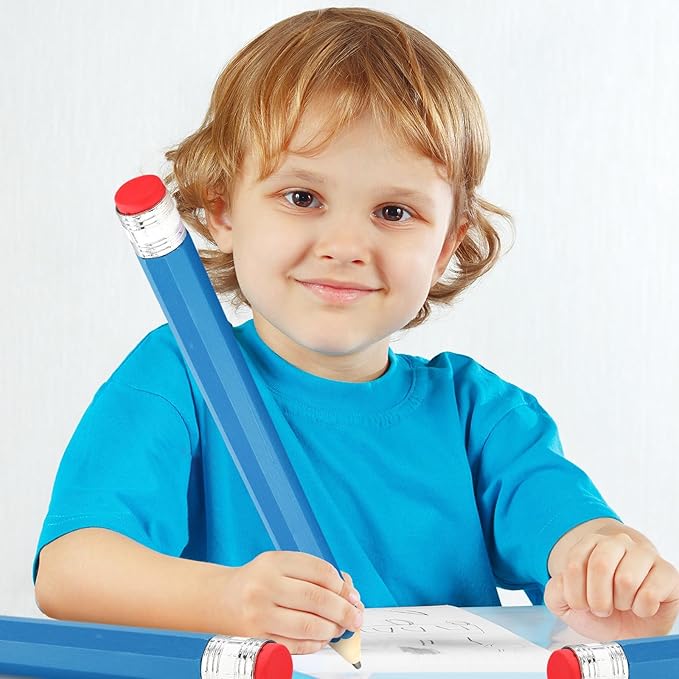 16 Inch Wooden Large Jumbo Pencils Giant Big Funny Wood Pencil with Cap and Eraser Fun Novelty Gifts for Kids School Kindergarten Home Office Prop Supplies(Blue)