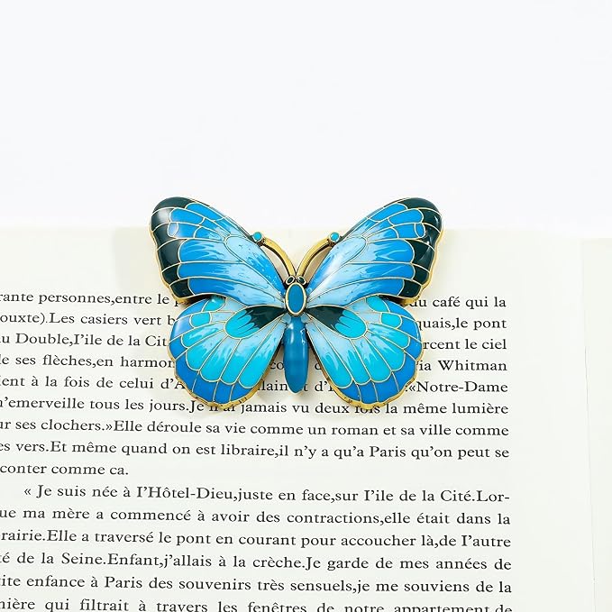 Butterfly Bookmark,Metal Bookmarks,Journal Clip,Book Page Holder,Vintage Book Clip,Hold Journal Open While Writing and Free Your Hands,Gifts for Book Lovers, Readers (Blue Butterfly)