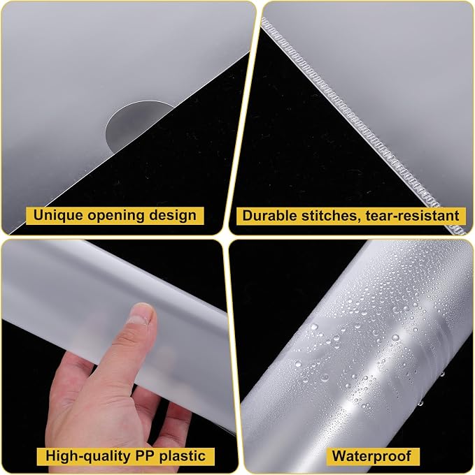 100 Pack Plastic Clear Document Folders, Clear Folders for Document | L-Type Folder Copy Safe Project Pockets, A4 Paper Sleeves Folder in Transparent with 60 Pieces Index Tabs for Office