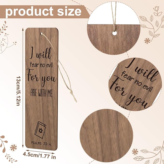 40 Pieces Wooden Christian Bookmarks Baptism Party Favors Father's Day Church Gifts Bulk Religious Bible Verse Scripture Bookmarks Catholic Gifts for Boys Girls Women Men