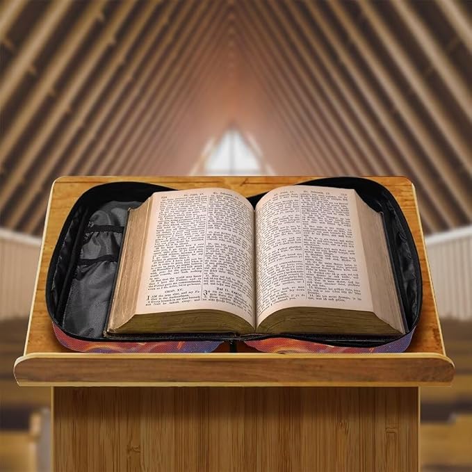 Coldinair Fire Baseball Bible Cover for Kids Teen Men,Galaxy Church Bible Protective Book Case with Pen Slot Handle & Zippered Pocket Red Marble Travel Christian Bible Accessories,Blue