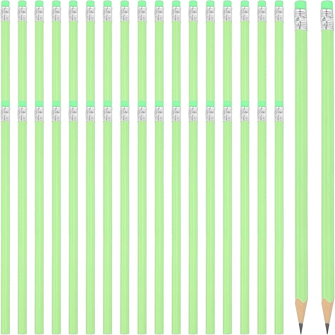 PATIKIL Round Pencils, 36 Pack Triangle HB Graphite Pencil Woodcase Wooden Pencils with Eraser for Classroom Office Writing Drawing Supplies, Green