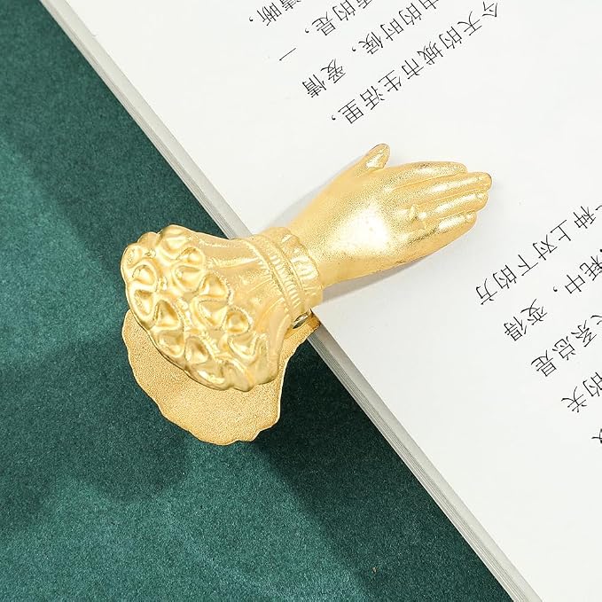 1pcs Retro Hand Women's Bookmark - Noble Metal Bookmark Clip, Small and Delicate Handwritten Bookmark Clip Stationery, Birthday Gift for Beautiful Girls, Christmas Gift for Women (Gold)