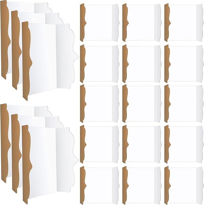 Geyee 20 Pcs Trifold Poster Board Bulk 36" x 48" Sturdy White Presentation Board Self-Standing Science fairs Display Boards for School Fun Projects and Business Presentations