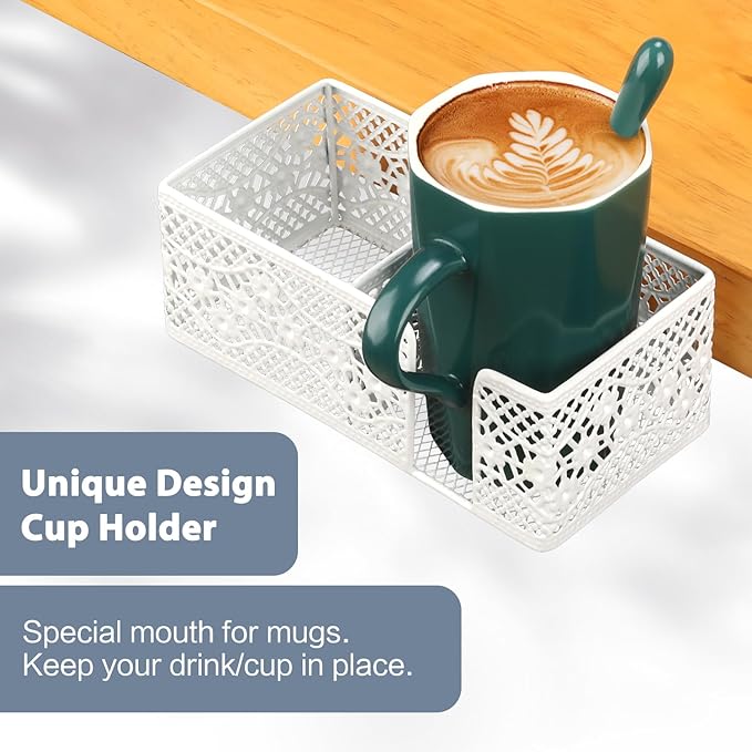 Desk Organizer Clip on Desk Cup Holder Pencil Holder for Desk Storage Beverages Phone Holder Desk Organizer and Accessories Office School Home
