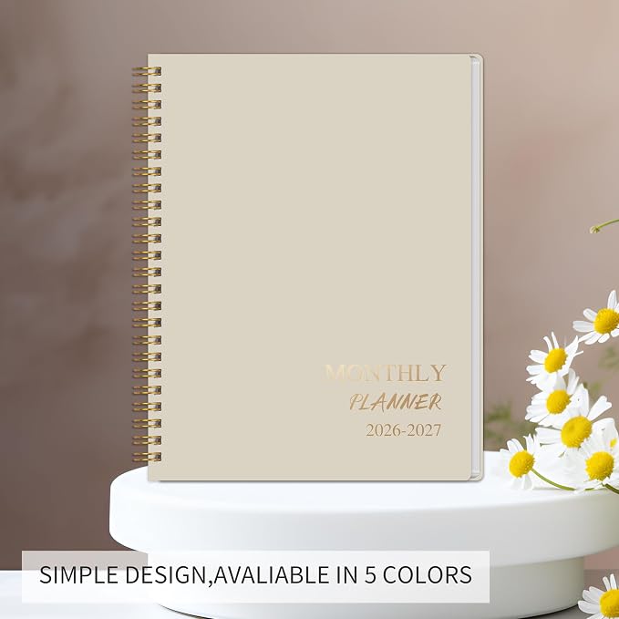 2026-2027 Monthly Planner - Jan. 2026 - Dec. 2027, 2 Year Calendar 2026-2027 Monthly Planner, 7.5" x 10", 24 Months Calendar with Note Pages, Twin-wire Binding, for Office, School Home Planning - Beige