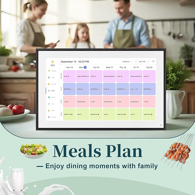 BQQJDD 21.5 Inch Digital Calendar Wall Touchscreen, Smart Chore Chart+Monthly and Weekly Planner, 1920 * 1080 Pixels Electronic Calendar, Gifts for Women Men, Gifts for Mom