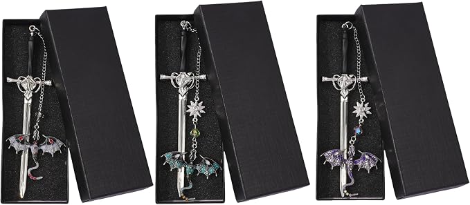 Fantasy Fourth Wing Dragon Sword Bookmarks - Fourth Wing Fans Page Markers Cool Bookmarks for Men Fantasy Dragon Gifts for Male Readers as Birthday Gifts (Dragon Bookmark Set 5)