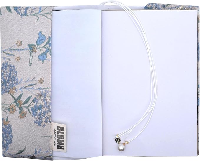 BLBMH 5x8 Book Cover | Handmade Non-Stretch Fabric Sleeve with Bookmark | for Paperback Bible Journal | Privacy Reading Gift for Women - Dandelions Blue
