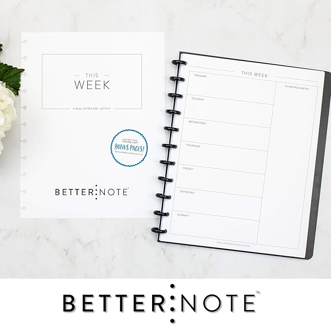 BetterNote This Week Refill Pages for Discbound Notebooks, Fits Big Happy Planner, Levenger Circa, Staples Arc, Talia (Classic- 6 months, 11-Disc, 8.5"x11")