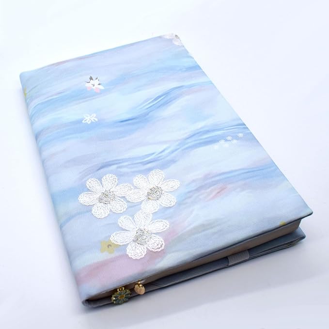 BLBMH Book Covers for Paperbacks Fabric A5 Notebook Cover Privacy Small Journal Jacket 5.5x8.3 inch Bible Diary Adjustable Softcover Protector Book Lovers Birthday Christmas Gifts - Flower B 8.3in