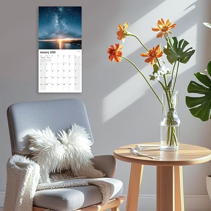 Wall Calendar 2026 Planner Calendar - Milky Way Hangable Monthly Wall Calendar with Large Blocks for Organizing & Planning, Academic Schedule, Home, Office & family, Thick & Sturdy Paper (12"x24" Open)