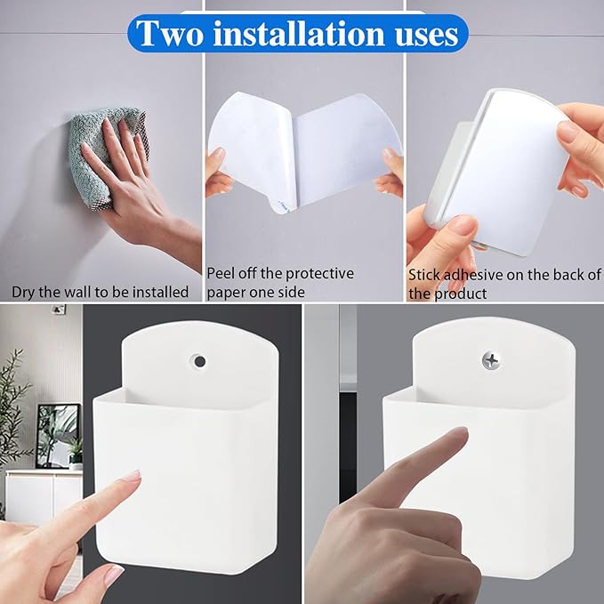 KAKAMINA Remote Control Holder Wall Mount 6pcs,TV Remote Holder with Screws,Self Adhesive Pen Holder for Wall, Suitable for TV Remote Controls, Pens, Keys, Toothbrushes