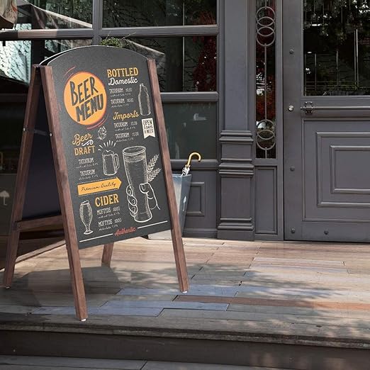 ReunionG A-Frame Wooden Chalkboard, Double-Sided Rustic Standing Blackboard, Removable Archaistic Sidewalk Chalkboard, Indoor and Outdoor Menu Sign Board, Wedding Signage Easel (31.5" x 18")