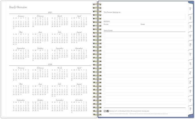 Blue Sky 2027 Weekly and Monthly Planner Calendar, January 2027 - December 2027, 8.5" x 11", Clear Pocket Cover, Laminated Tabs, Durable Twin Wire Binding, Storage Pocket, Elenora