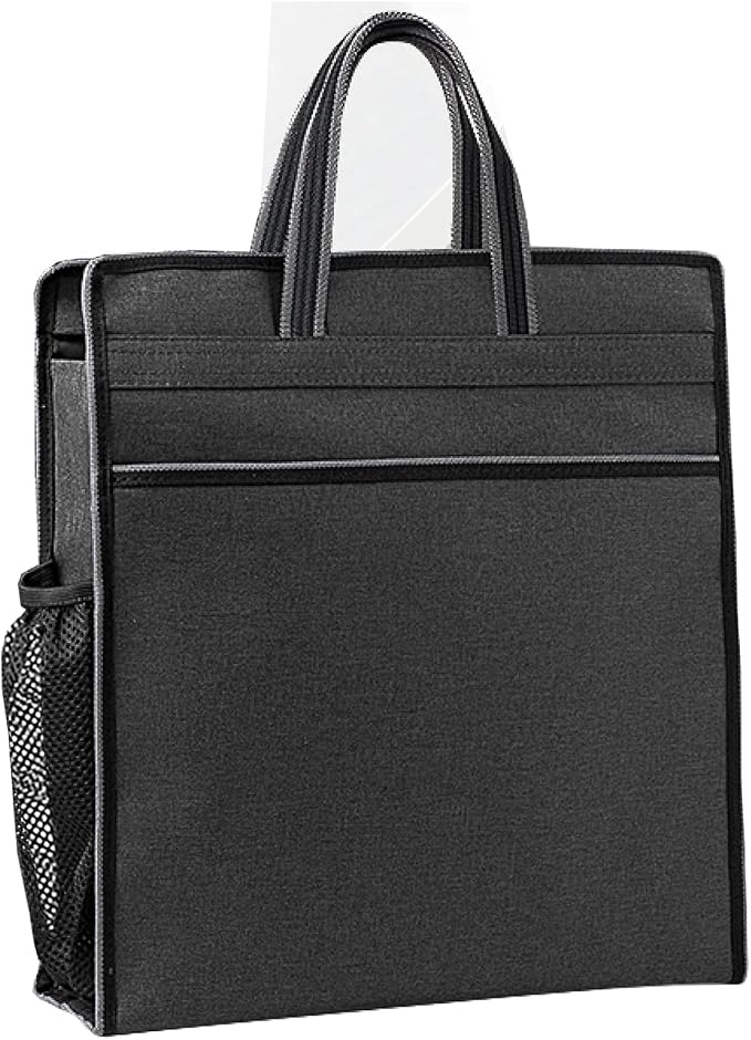 Oxford Zippered Document Bag with Handle File Tote Bag Pouch for Carrying Paper Files Books Filing Folder 1 Pack (Black)
