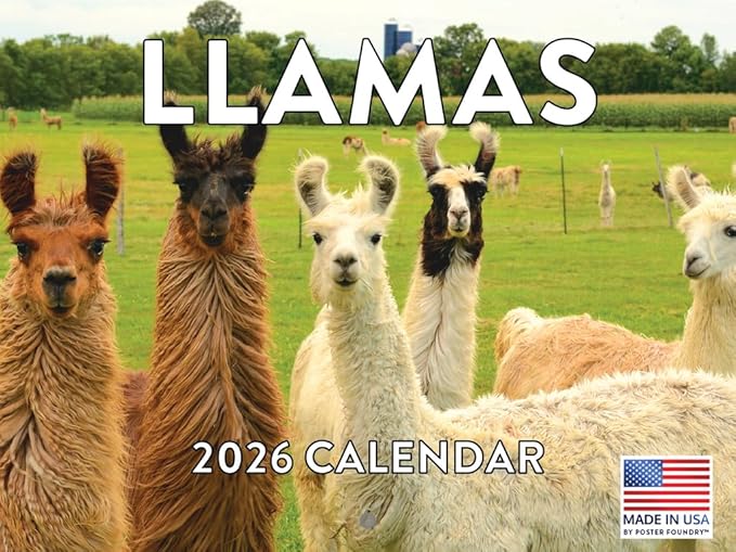 Llama Calendar 2026 Monthly Wall Calender 12 Month | American Made In The USA