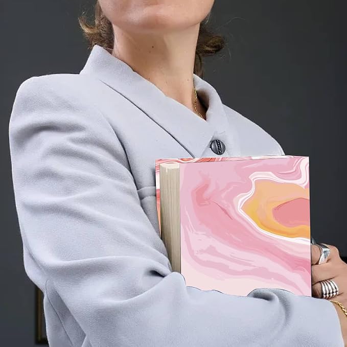 CRASPIRE Pink Stretchable Book Cover Marble Pattern Washable Reusable Large Nylon Book Protector Elastic Notebook Wraps Suitable for Most Hardcover Books Classroom Students