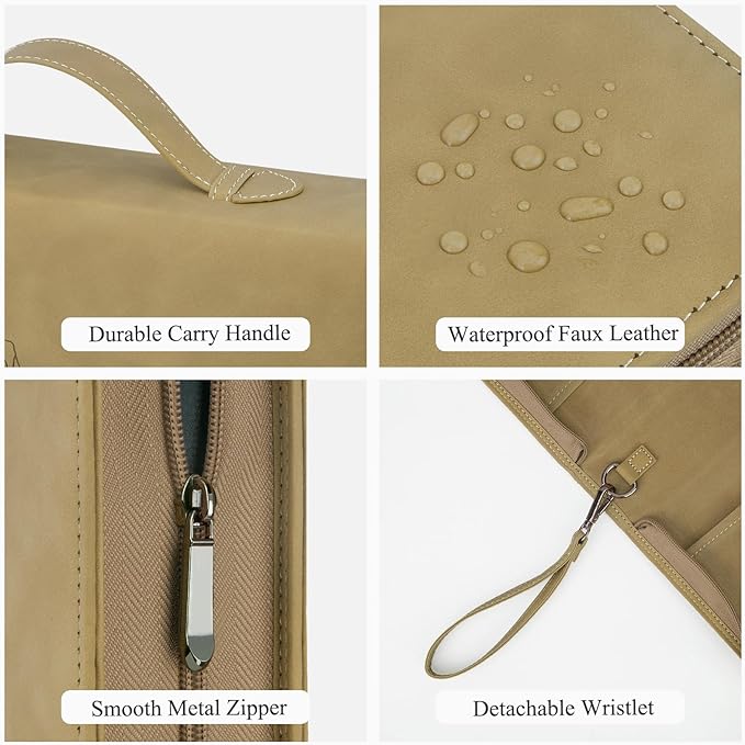 CITYCHASE Elegant Rose Design Bible Cover Case with Bible Study Supplies Highlighters Pens Bookmark Leather Bible Cover Case for Women Perfect Gift for Christians(Khaki Pro)