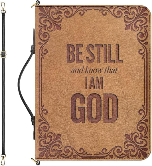 Bible Cover Case for Women Border Print with Strap and Handle 2XL | Bible Cover with Strap and Handle,PU Leather Bible Protecto, Inner Pockets and Pen Loop, Bible Study Supplies for Girls