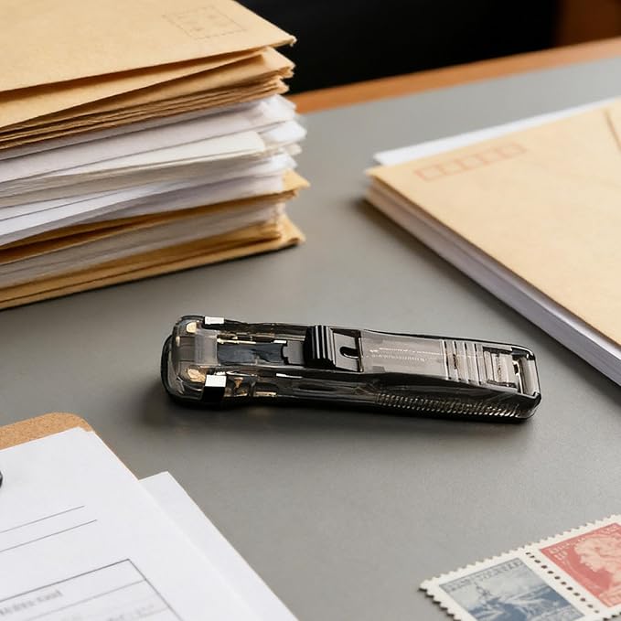 Binder Clip Stapler,40 Sheets Capacity Paper Clip Dispenser | with 50 Stainless Refills Desktop Reusable Clamp Stapler,for Teacher Student Office School Home Craft