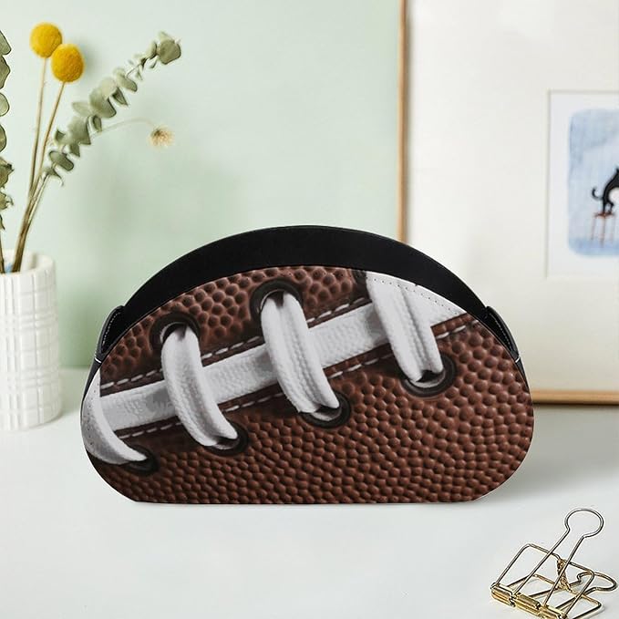 American Football Laces Remote Control Holders Pu Leather TV Remote Holder with 5 Compartments Desktop Storage Organizers Remote Caddy Box for TV Remotes/Media Controllers/Office Supplies