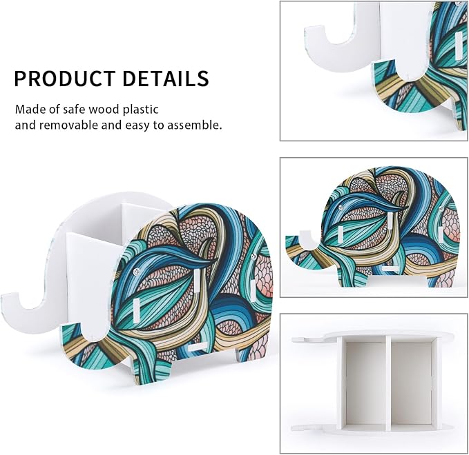 MOKANI Pen Pencil Holder for Desk Cute Elephant Gifts Desk Organizer Marker Makeup Brush Holders Workspace Organizers Office Decor Accessories with Phone Stand Christmas Gifts For Women Men Adults