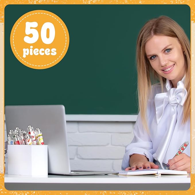 50 Pcs Teacher Pen Appreciation Gift Bulk Funny Ballpoint Pens Thank You Teacher End of The Year Student Gifts for First Day Back to School Motivational Inspirational Coworker Office Supplies
