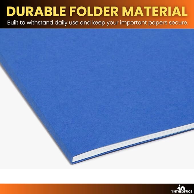 1InTheOffice Blue File Folders Top-Tab File Folders, 3 Tab, Blue Folders, Letter Size, 25/Pack