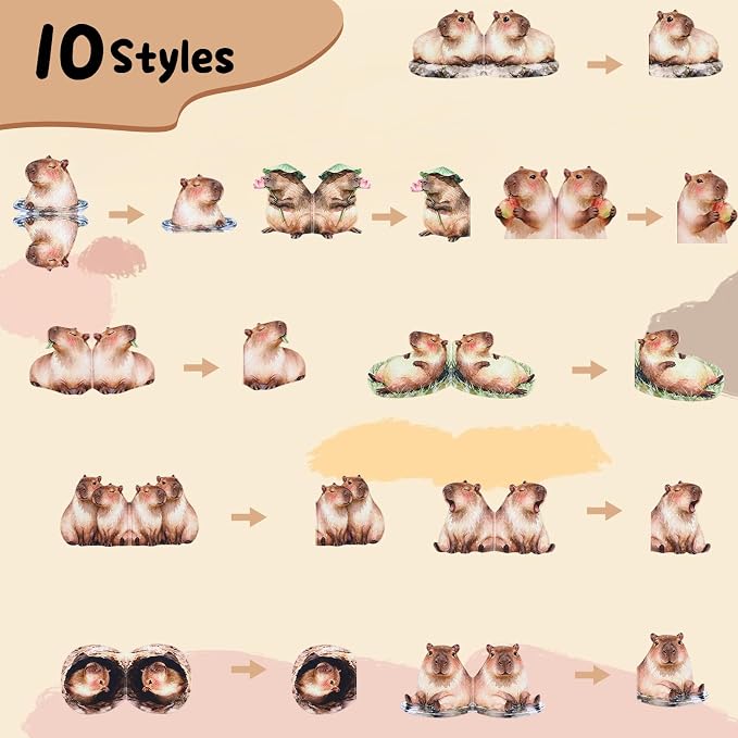 10Pcs Magnetic Bookmark, Cute Animal Book Marks for Reading, Hydrochoerus Hydrochaeris Bookmark, Office Reading Accessories, Page Clips for Book Lovers, Reader, Women, Students