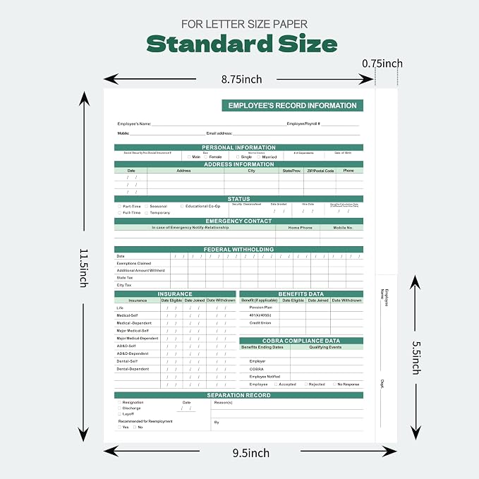 Employee File Folders, 25-Pack Heavy Duty Cardstock, Letter Size 9.5x11.5, Secure 2-Pocket Design for HR Document Organization & Storage (Green)