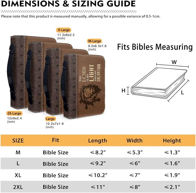 Retro Religious Style Bible Case with Bookmark Waterproof Bible Cover Case for Women Lightweight Bible Bag with Handle Pockets Church Book Bag Brown