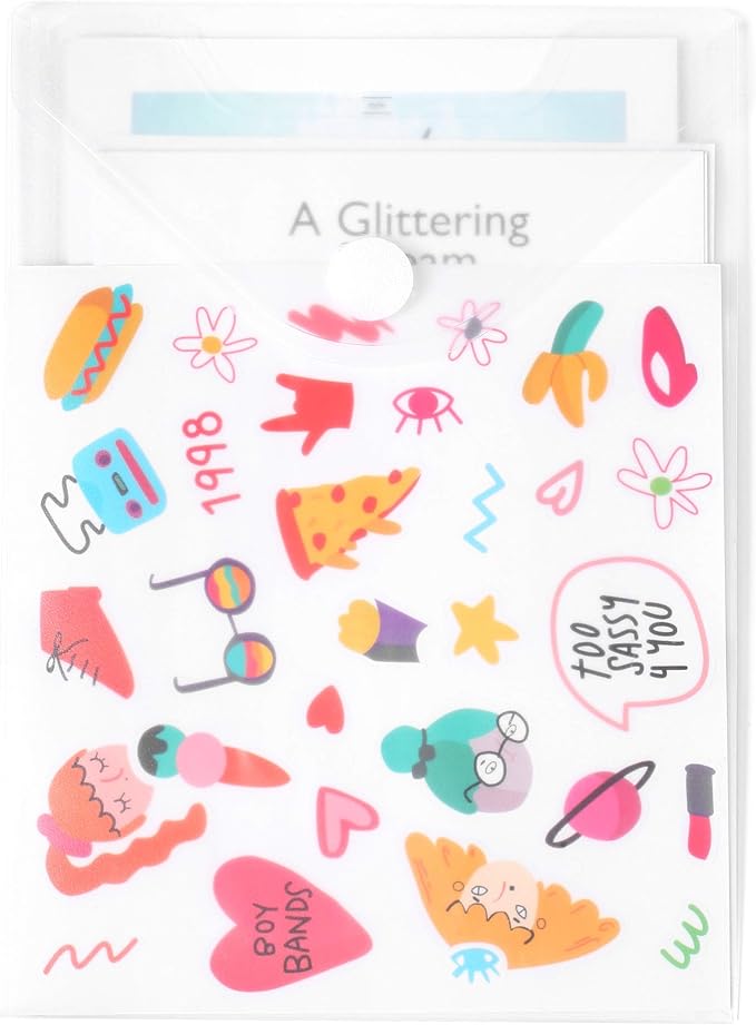7x9 Clear Plastic Envelopes Hook Loop Closure Receipt Stickers Storage Holder 40 Pack