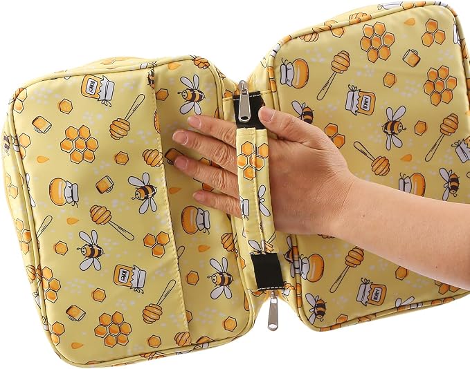 Bible Cover Carrying Book Case Church Bag Bible Protective with Handleand Zippered Back Pocket, Gift for Girls Women Mother Men Women Father Kids(Yellow)