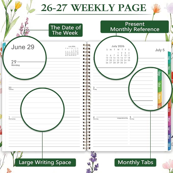 2026-2027 Planner - 9" x 11" Planner Weekly and Monthly 2026-2027, from JULY 2026 to JUNE 2027, Academic Planners with Tabs, Twin-Wire Binding, Inner Pocket, Premium Thick Paper
