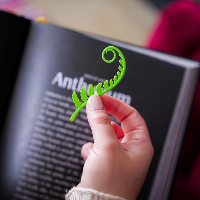 Genuine Fred Woodland Sprouts Fern Bookmarks, Set of Two, Green, Thin Flexible Silicone, Fun Stocking Stuffer, Gift for Book Lovers, Teachers, Back to School
