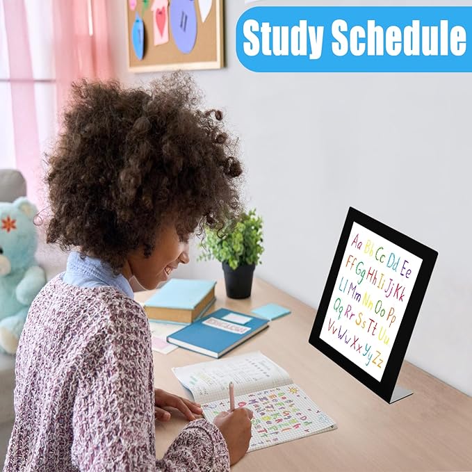 Magnetic Desktop Bulletin Board with Stand for Home, Office & Kitchen, Tabletop Memo & Memo Display Board for Notes, Menus & Office Supplies(13.78 x 10 x 4 Inches)