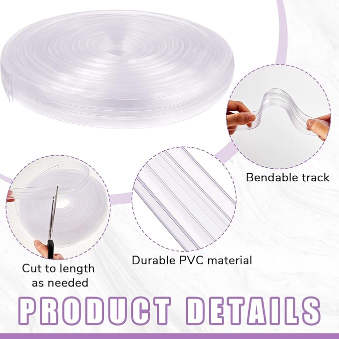 Frienda 1 Set 75 Feet Foldable Plastic Track for Flexible Plastic Letters Soft Letter Board Track for Letters Poster (Clear)