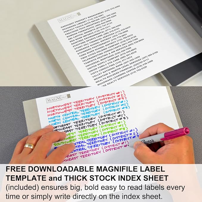 Ultimate Office MagniFile Hanging File Folders V Base Letter Size with 11 inch Magnified Indexes that Double The Size of Your File Titles to Find Files Fast. (Set of 5 Assorted)