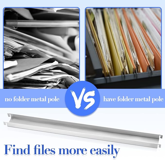 Lateral Front to Back File Bar Rails Hanging File Rails Filing Cabinet Parts Stainless Steel File Drawer Rails 15.76 Inches Long (6 Pieces)