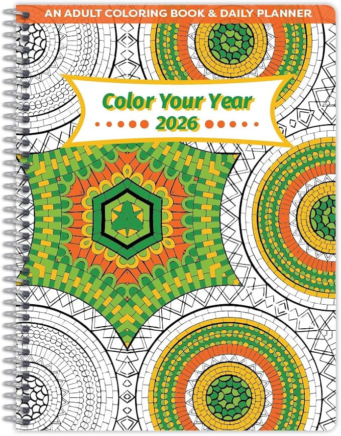 Dated Annual Color Your Year 2026 Planner, Full Calendar Year, Medium (6.625" by 9")