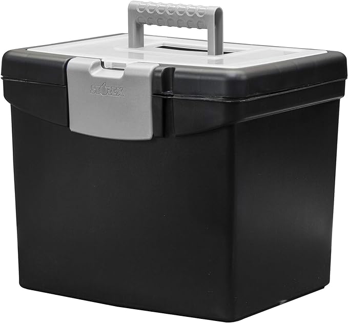 Storex File Storage Box Translucent Storage Lid, Black, 2-Pack