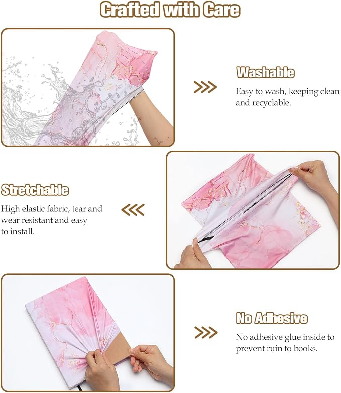 MoKo Book Cover, Stretchable Reusable Jumbo Book Cover Protector for Textbook Hardcover Books up to 9 x 11 in, Fabric Books Sox, Back to School Supplies, 7 Pcs, Marble Pattern