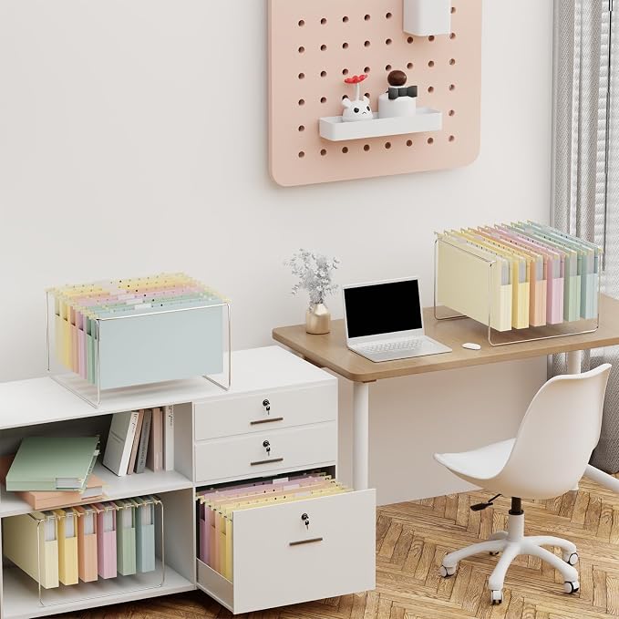 Extra Capacity Legal Size Hanging File Folders,1" Pastel Expanding Pocket,12 Pack Plastic Hanging Folder with Tabs,Filing Cabinet Folders for Your Home Office School Bulk File and Documents